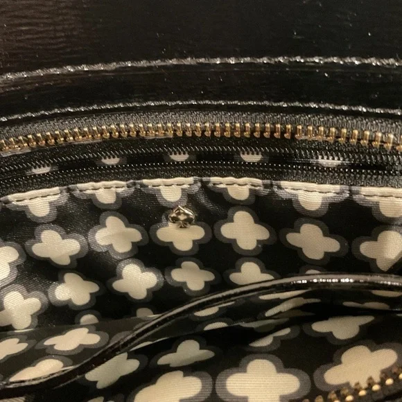 Kate Spade Hancock Park Angelina Crossbody Bag Black Shiny Leather - Picture 10 of 16